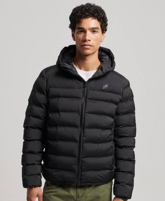 Superdry jachetă căptușită termoetanșată îmbrăcăminte negru bărbați JX0Z979