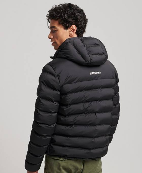 Superdry jachetă căptușită termoetanșată îmbrăcăminte negru bărbați JX0Z979
