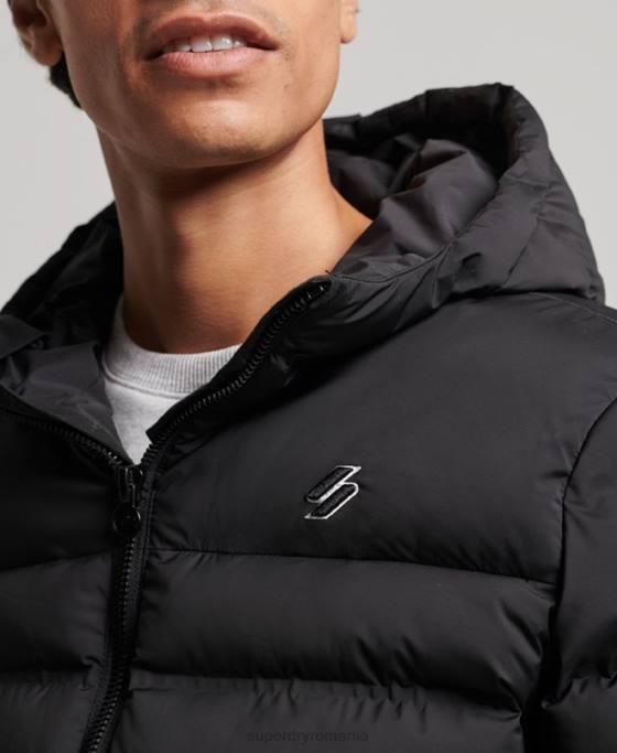 Superdry jachetă căptușită termoetanșată îmbrăcăminte negru bărbați JX0Z979