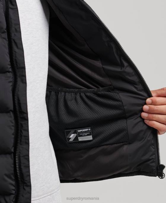 Superdry jachetă căptușită termoetanșată îmbrăcăminte negru bărbați JX0Z979