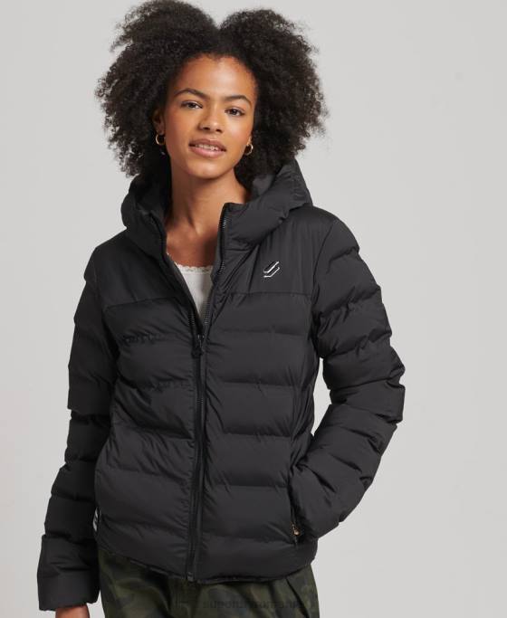 Superdry jachetă căptușită termoetanșată îmbrăcăminte negru femei JX0Z3726