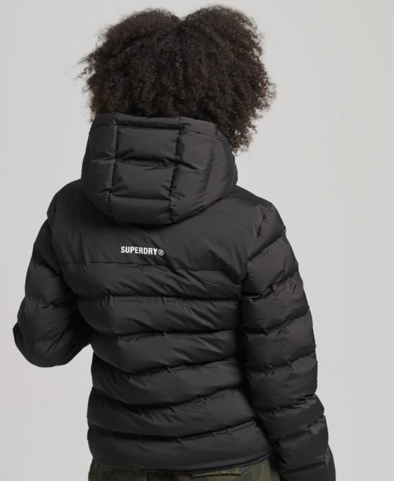Superdry jachetă căptușită termoetanșată îmbrăcăminte negru femei JX0Z3726