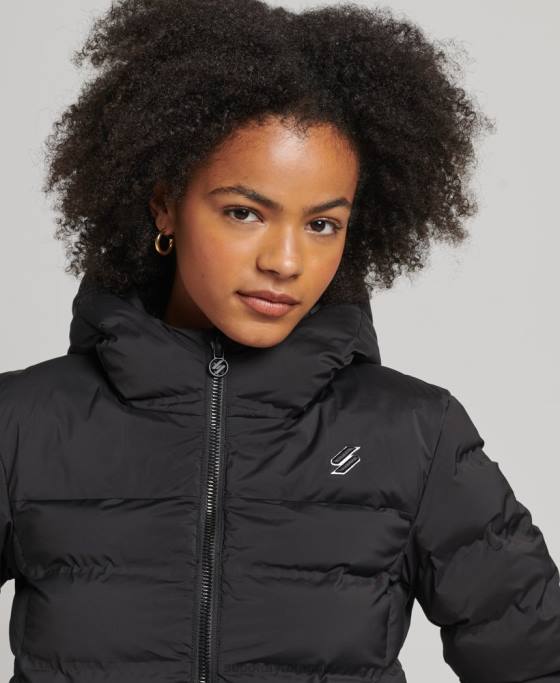 Superdry jachetă căptușită termoetanșată îmbrăcăminte negru femei JX0Z3726