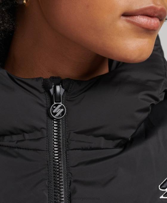 Superdry jachetă căptușită termoetanșată îmbrăcăminte negru femei JX0Z3726