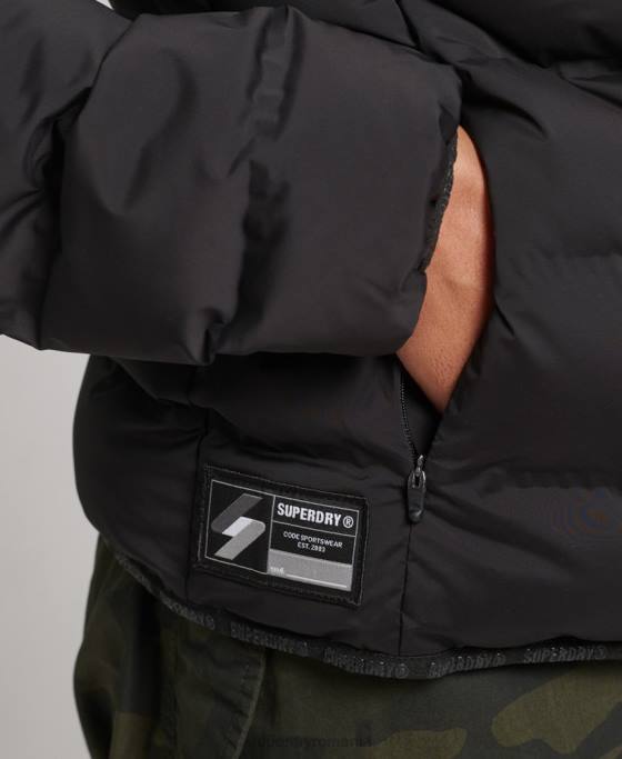 Superdry jachetă căptușită termoetanșată îmbrăcăminte negru femei JX0Z3726