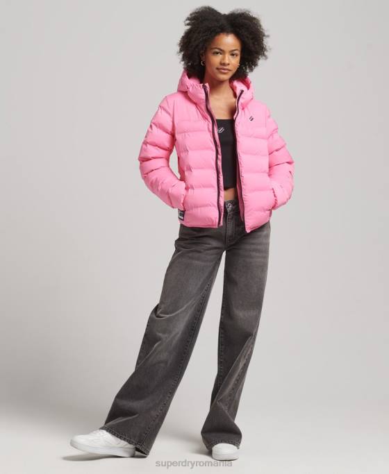 Superdry jachetă căptușită termoetanșată îmbrăcăminte roz femei JX0Z3631