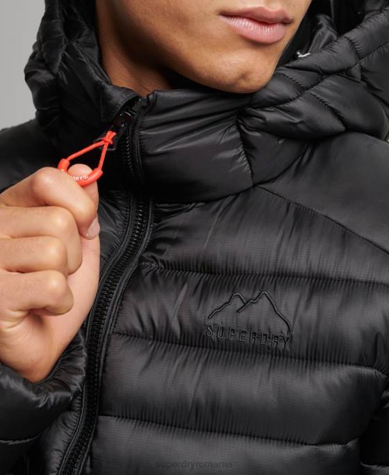 Superdry jachetă căptușită ușoară îmbrăcăminte negru bărbați JX0Z1138