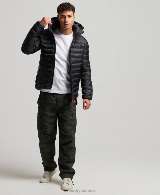 Superdry jachetă căptușită ușoară îmbrăcăminte negru bărbați JX0Z1138