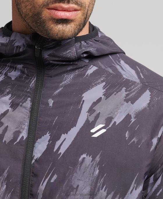 Superdry jachetă de alergare îmbrăcăminte gri inchis bărbați JX0Z5366