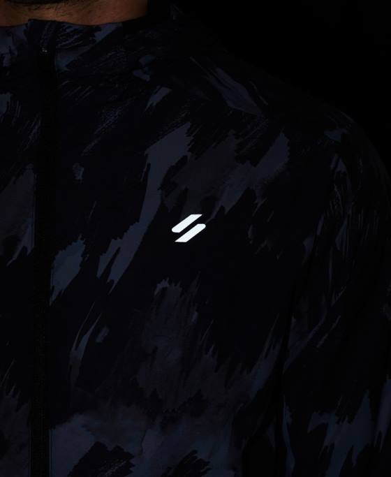 Superdry jachetă de alergare îmbrăcăminte gri inchis bărbați JX0Z5366