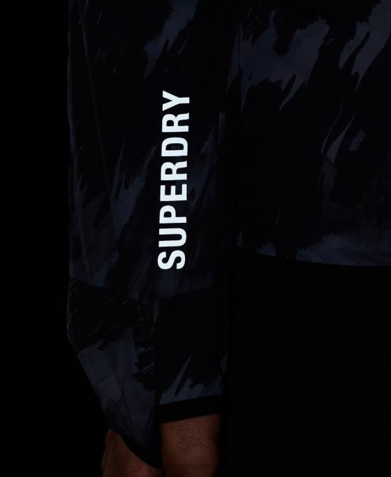 Superdry jachetă de alergare îmbrăcăminte gri inchis bărbați JX0Z5366