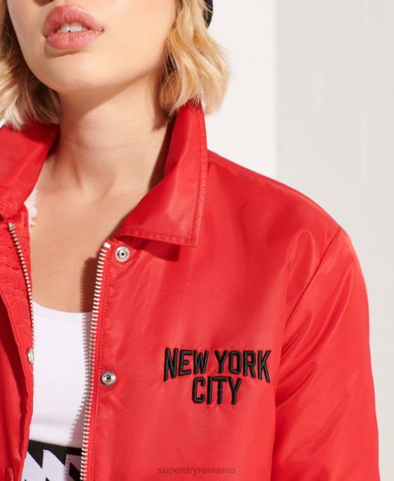 Superdry jachetă de antrenor snap îmbrăcăminte roșu femei JX0Z5733