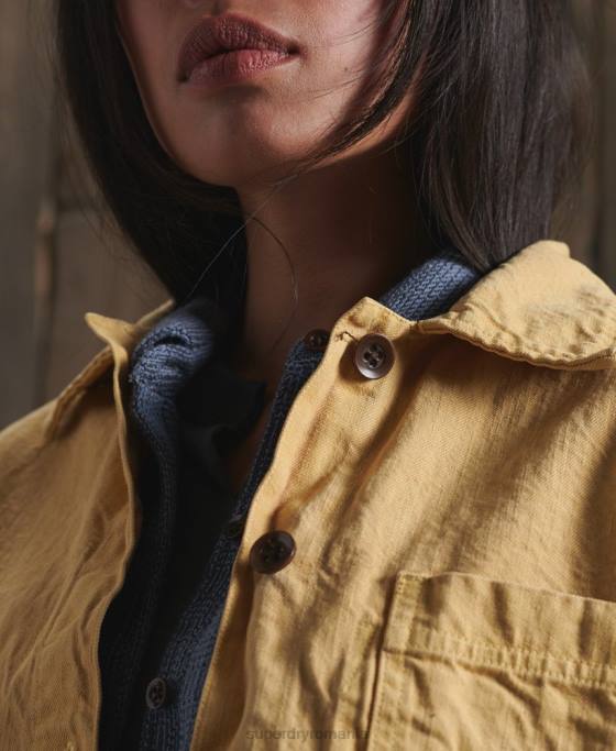 Superdry jachetă de artist uscată ediție limitată îmbrăcăminte galben femei JX0Z5683