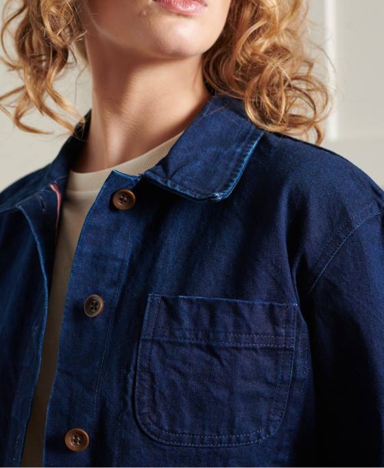 Superdry jachetă de artist uscată ediție limitată îmbrăcăminte marina femei JX0Z5563