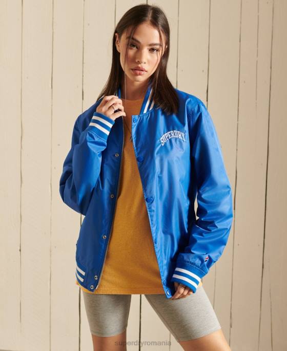 Superdry jachetă de baseball de varsity supradimensionată îmbrăcăminte albastru femei JX0Z3852
