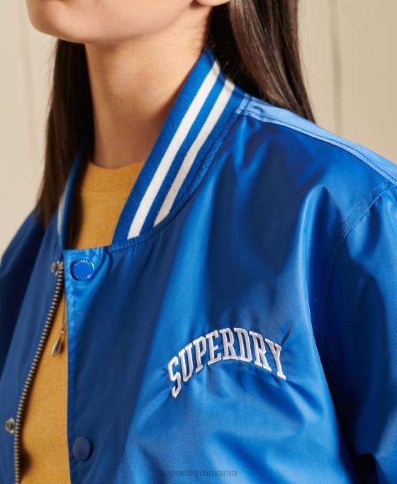 Superdry jachetă de baseball de varsity supradimensionată îmbrăcăminte albastru femei JX0Z3852