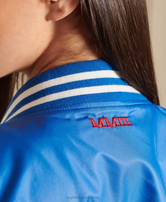Superdry jachetă de baseball de varsity supradimensionată îmbrăcăminte albastru femei JX0Z3852