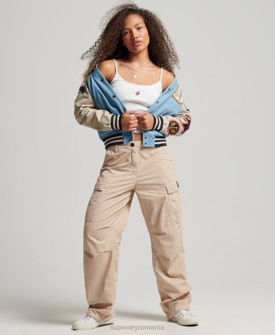 Superdry jachetă de blugi vintage varsity îmbrăcăminte albastru deschis femei JX0Z3514