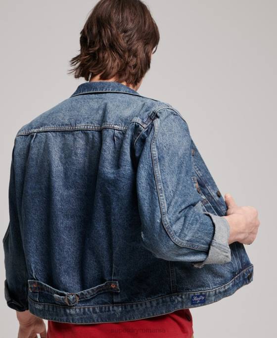 Superdry jachetă de camioner de muncitor de epocă îmbrăcăminte albastru inchis bărbați JX0Z4617