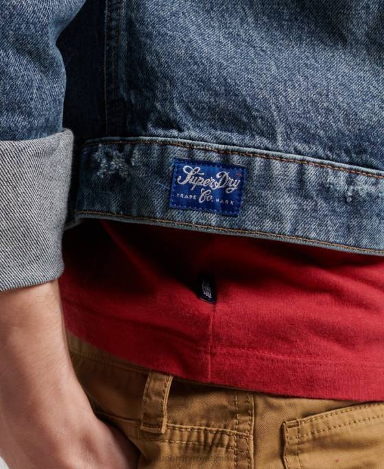 Superdry jachetă de camioner de muncitor de epocă îmbrăcăminte albastru inchis bărbați JX0Z4617