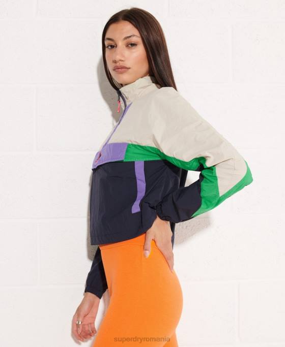 Superdry jachetă de culoare bloc de culoare îmbrăcăminte marina femei JX0Z5592