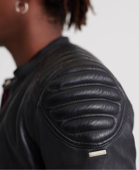 Superdry jachetă de curse din piele city hero îmbrăcăminte negru bărbați JX0Z4758