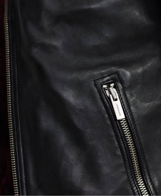 Superdry jachetă de curse din piele city hero îmbrăcăminte negru bărbați JX0Z4758