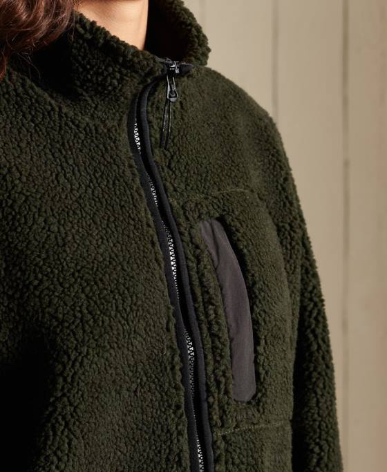 Superdry jachetă de lucru sherpa supradimensionată îmbrăcăminte verde femei JX0Z5725