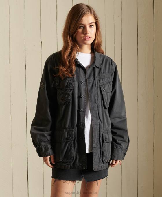 Superdry jachetă de luptă supradimensionată îmbrăcăminte gri inchis femei JX0Z5567