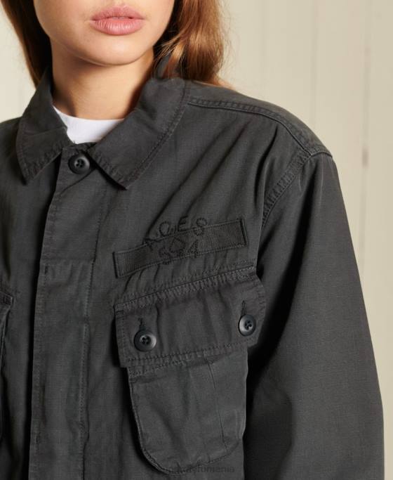 Superdry jachetă de luptă supradimensionată îmbrăcăminte gri inchis femei JX0Z5567