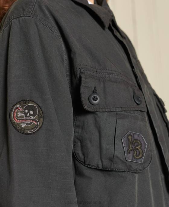 Superdry jachetă de luptă supradimensionată îmbrăcăminte gri inchis femei JX0Z5567