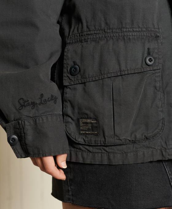 Superdry jachetă de luptă supradimensionată îmbrăcăminte gri inchis femei JX0Z5567