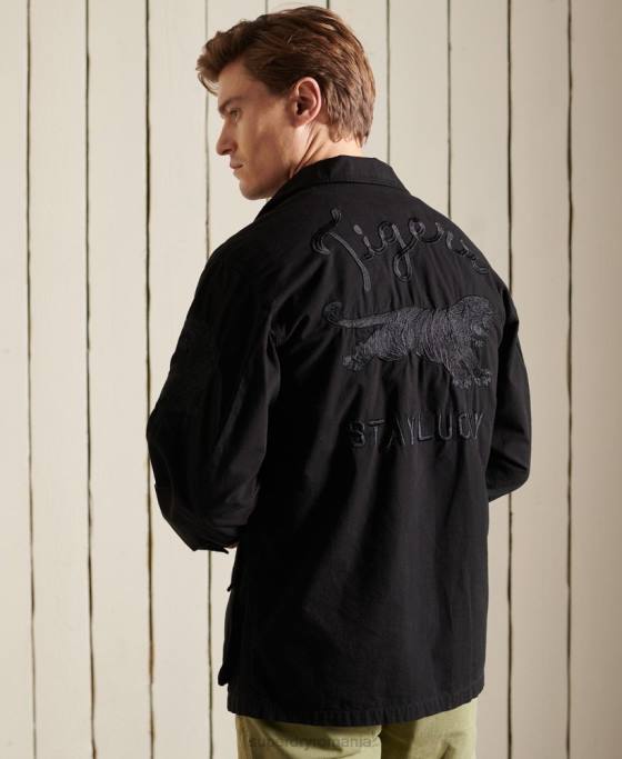 Superdry jachetă de luptă tropicală de anul nou chinezesc îmbrăcăminte negru bărbați JX0Z4484