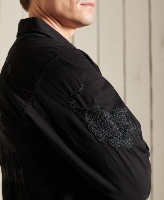 Superdry jachetă de luptă tropicală de anul nou chinezesc îmbrăcăminte negru bărbați JX0Z4484