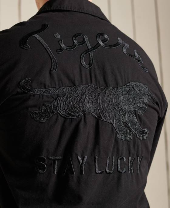 Superdry jachetă de luptă tropicală de anul nou chinezesc îmbrăcăminte negru bărbați JX0Z4484