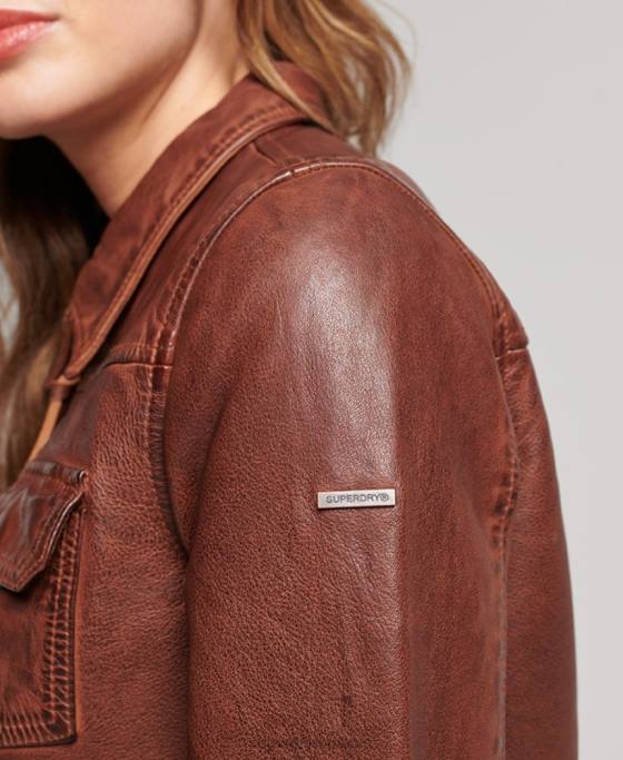 Superdry jachetă de motociclist din deșert îmbrăcăminte maro femei JX0Z3518