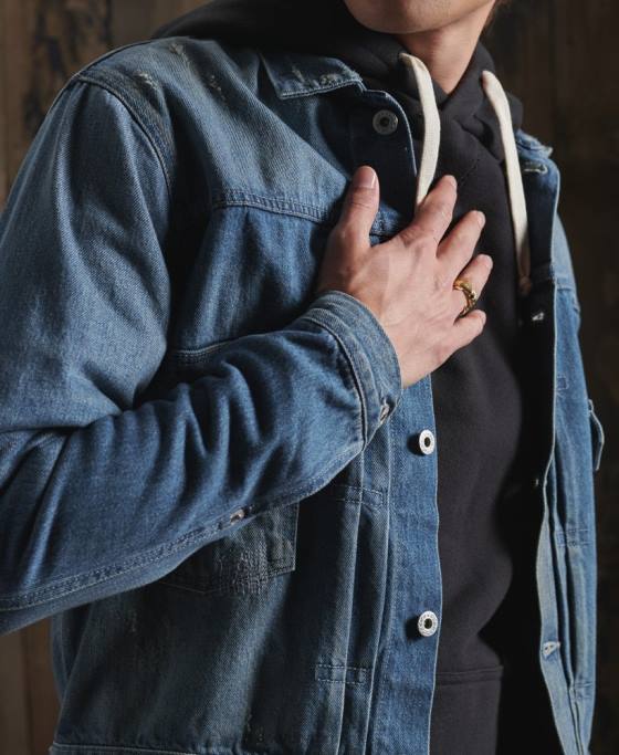 Superdry jachetă de muncitor japoneză uscată ediție limitată îmbrăcăminte albastru bărbați JX0Z4733