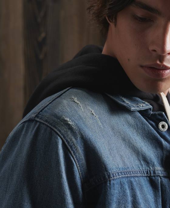Superdry jachetă de muncitor japoneză uscată ediție limitată îmbrăcăminte albastru bărbați JX0Z4733