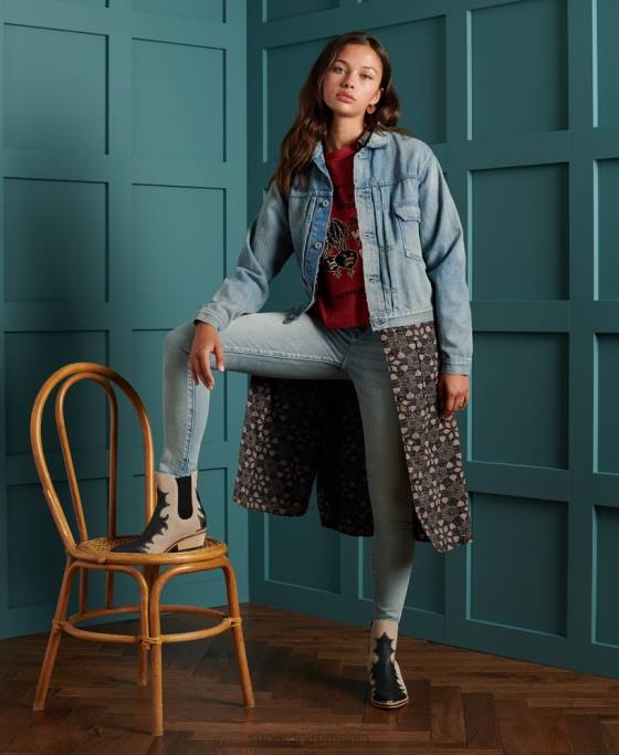 Superdry jachetă de muncitor japoneză uscată ediție limitată îmbrăcăminte albastru femei JX0Z3846