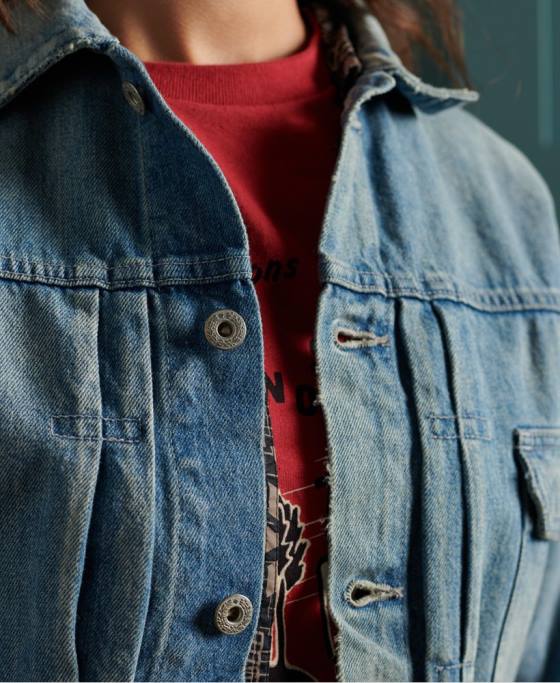 Superdry jachetă de muncitor japoneză uscată ediție limitată îmbrăcăminte albastru femei JX0Z3846