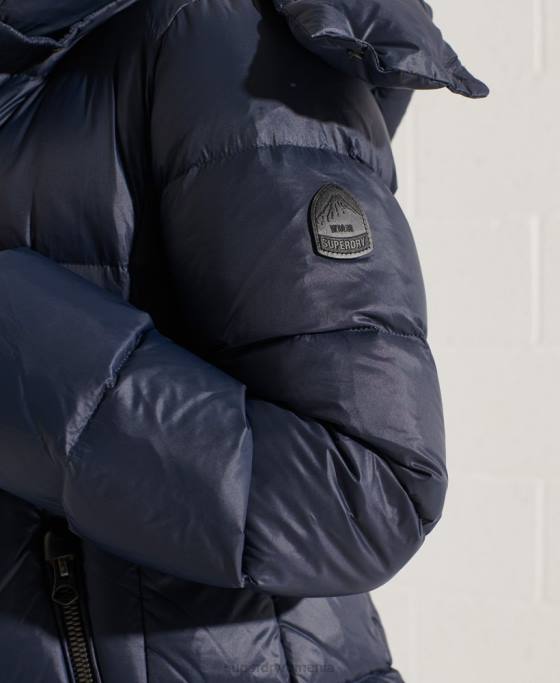 Superdry jachetă de puf cu glugă de munte îmbrăcăminte marina femei JX0Z5598