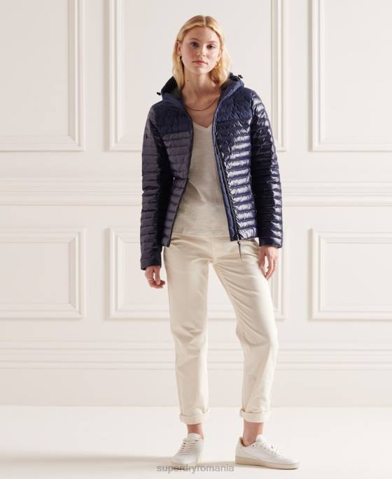 Superdry jachetă de puf cu miez contrast studios îmbrăcăminte marina femei JX0Z5635