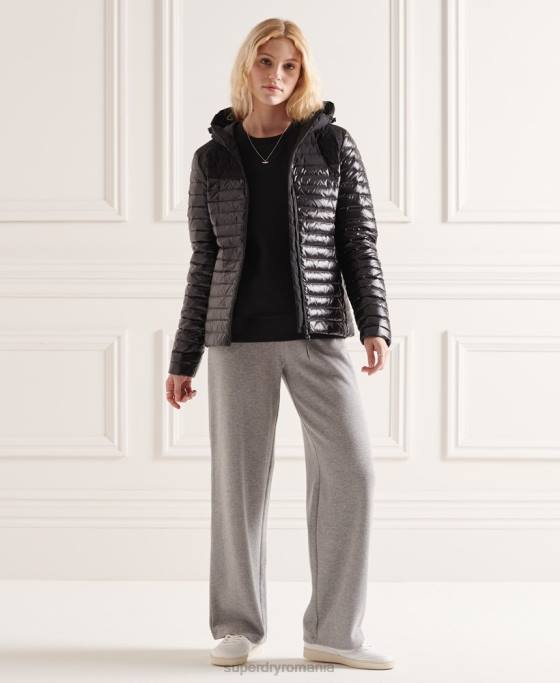 Superdry jachetă de puf cu miez contrast studios îmbrăcăminte negru femei JX0Z5710