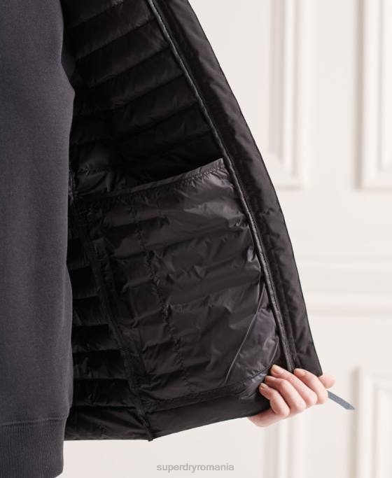Superdry jachetă de puf cu miez contrast studios îmbrăcăminte negru femei JX0Z5710