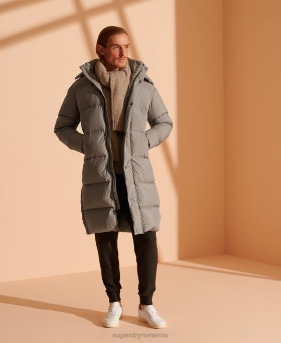 Superdry jachetă de puf reciclată cu paragate ediție limitată îmbrăcăminte gri deschis bărbați JX0Z4720