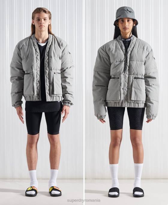 Superdry jachetă de puf sdx 2 în 1 ediție limitată îmbrăcăminte gri inchis bărbați JX0Z1179
