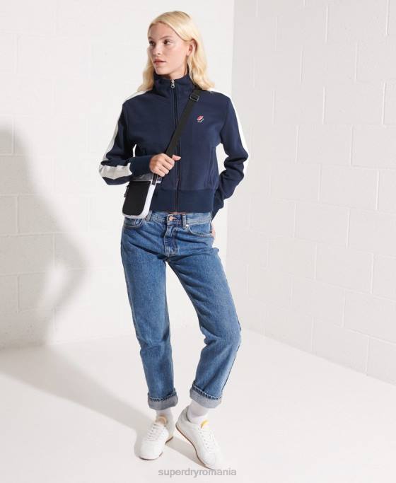 Superdry jachetă de sport cu dungi cod îmbrăcăminte marina femei JX0Z5519