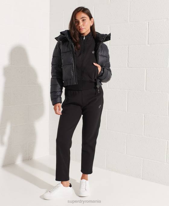 Superdry jachetă de sport cu dungi cod îmbrăcăminte negru femei JX0Z5545