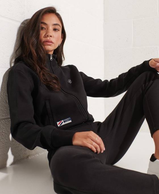 Superdry jachetă de sport cu dungi cod îmbrăcăminte negru femei JX0Z5545