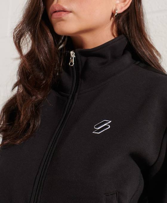 Superdry jachetă de sport cu dungi cod îmbrăcăminte negru femei JX0Z5545